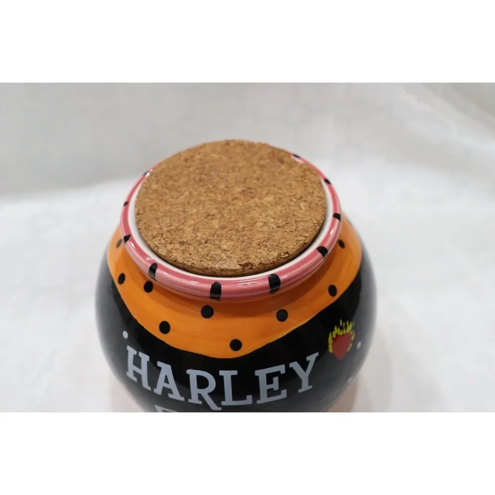 Bella Casa by Ganz Ceramic Harley Davidson Fund Jar Bank Cork Lid Item #6384 - Picture 3 of 13
